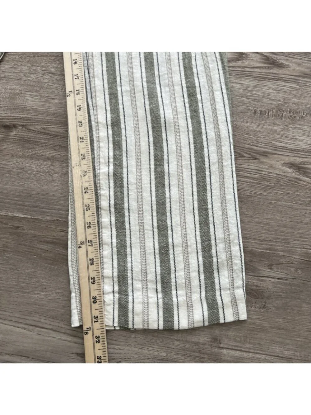 Zara Linen Blend Wide Leg Trousers Womens XS Cream Stripe High Waist Full Length
